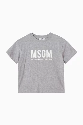 تي شيرت بطبعة شعار الماركة قطن