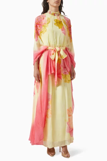 3D Hand-embroidered Dress in Chiffon