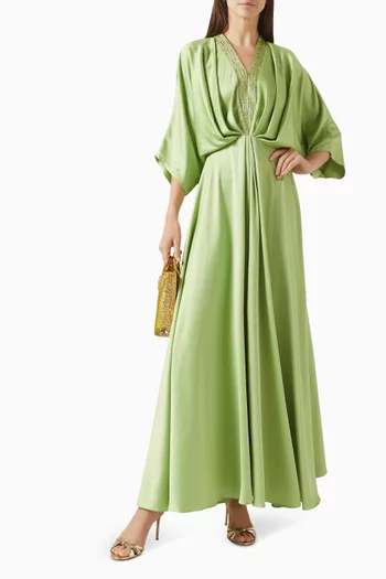 Sequin-embellished Drape Dress in Crepe-silk