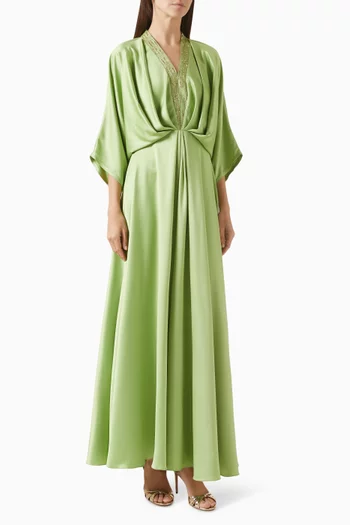 Sequin-embellished Drape Dress in Crepe-silk