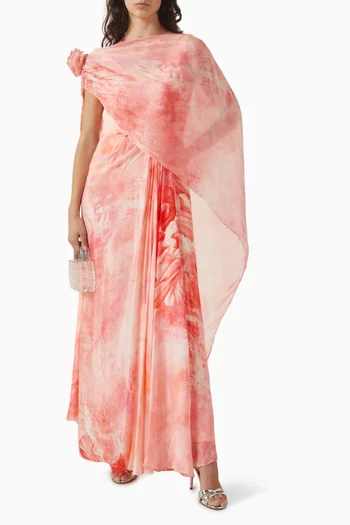 One-shoulder Drape Dress in Chiffon
