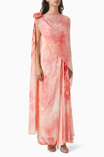 One-shoulder Drape Dress in Chiffon