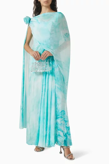 One-shoulder Drape Dress in Chiffon