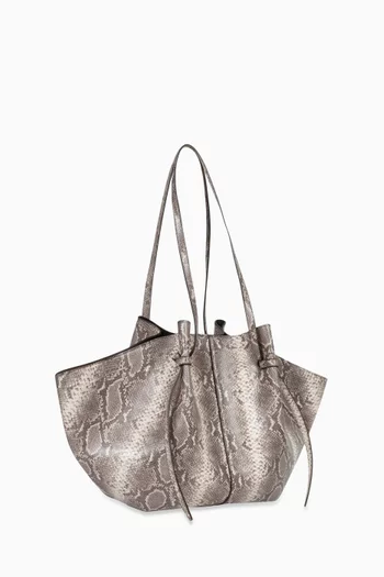 Large Mochi Snake-embossed Tote Bag in Leather