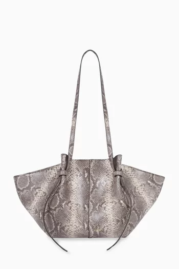 Mochi Tote Bag in Snake-embossed Cowhide Leather