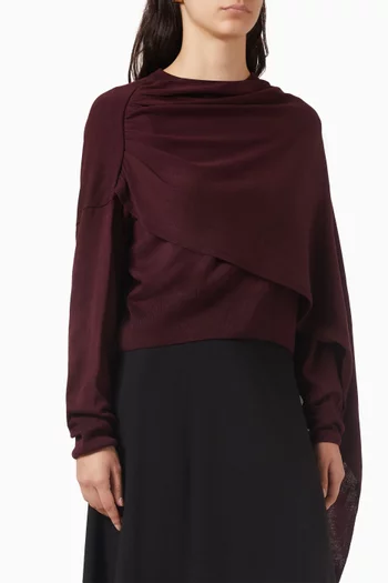 Scarf Drape Sweater in Cotton-knit