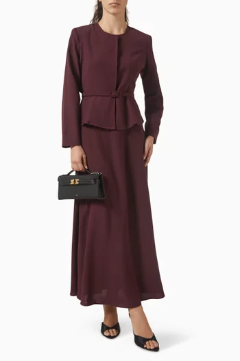 طقم جاكيت بحزام وتنورة