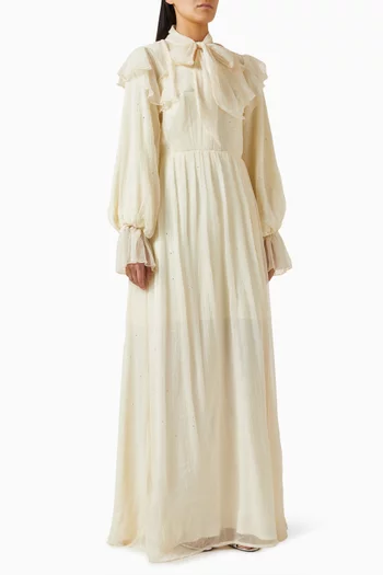 Ruffle Maxi Dress in Shimmer-organza