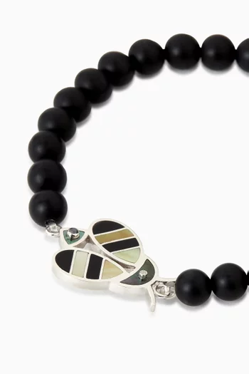 Handmade 925 silver necklace inlaid with wmop, bmop and black onyx stones . Weight 10.01 g:BLACK:One Size|219242699