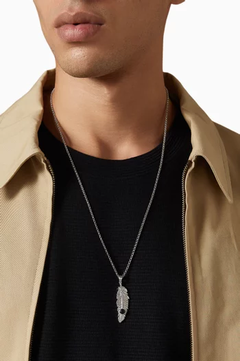 قلادة بدلاية على شكل ريشة فضة إسترلينية