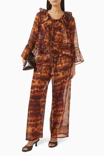 بلوزة اوليفيا مصبوغة بالعقد والربط