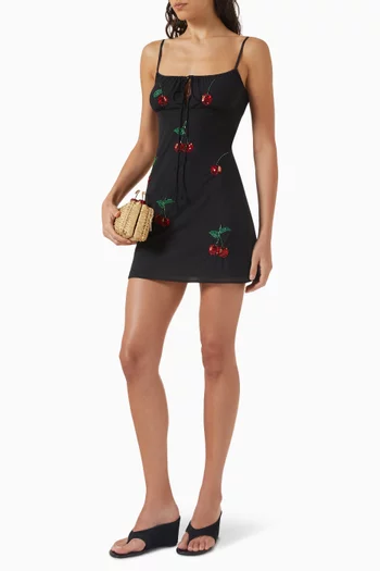 Cherry-print Slip Mini Dress