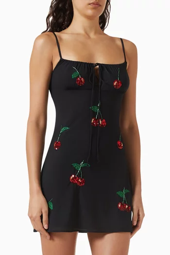 Cherry-print Slip Mini Dress