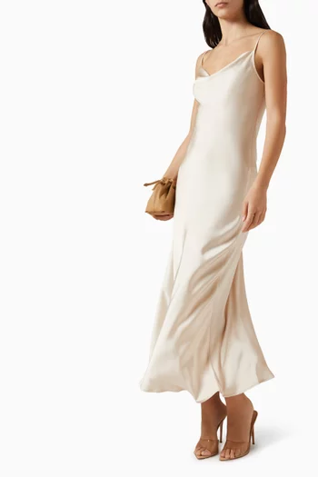 فستان بنمط كاميسول بفتحة رقبة مطوية ستان