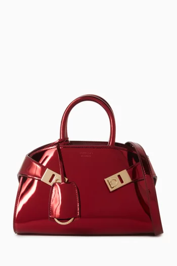 Mini Hug Top-handle Bag in Metallic Leather