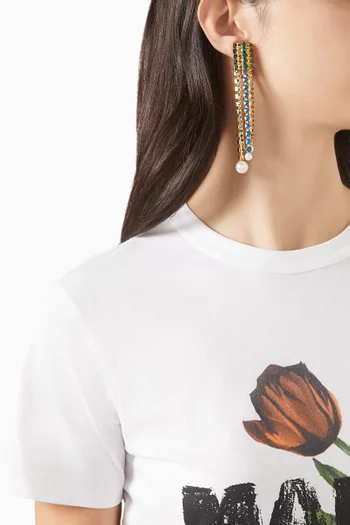 أقراط متدلية مرصعة بالكريستال نحاس بلون ذهبي