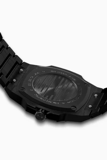 MT Black In - PVD Black 316L Stainless Steel 40.5mm Case, Sapphire Crystal with AR coat, Steel Bracelet, WR100M, Swiss Ronda 714, Swiss Luminous Hands, Extra Black Rubber Strap, Black Dial, Index:BLACK:One Size|219246067