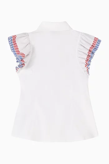 قميص بأكمام مخططة وكشكش