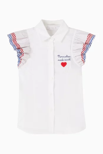 قميص بأكمام مخططة وكشكش