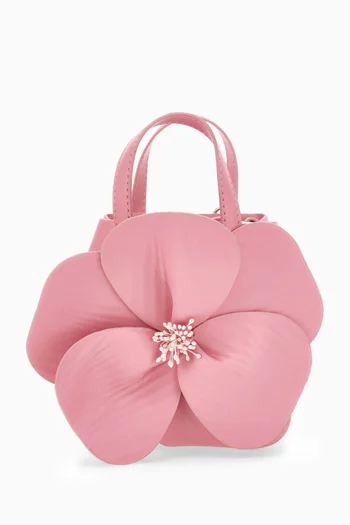 Floral Applique Top Handle Bag