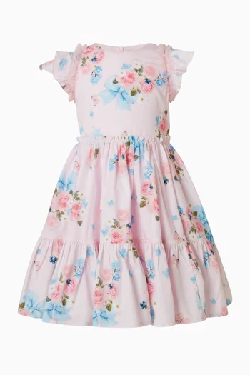 Butterfly & Floral Poplin Dress