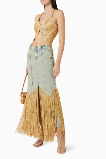 تنورة جرين ويتش بشرّابات دينم