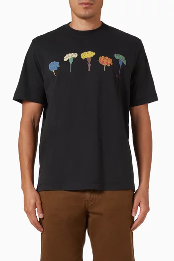 تي شيرت بطبعة زهور القرنفل قطن