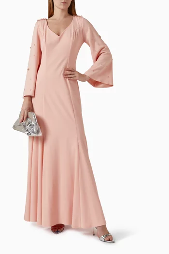 فستان سهرة مطرز بخرز