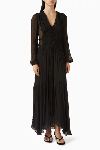 فستان بريان بفتحة رقبة على شكل حرف V‏ فيسكوز