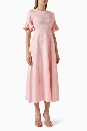 فستان سكالوب منسوج من دانتيل وبونتيل