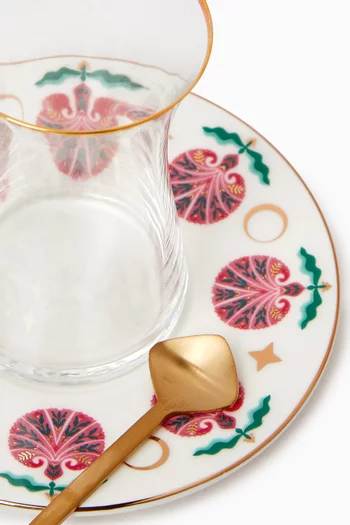 طقم استكانات وأطباق صحارى روز، 6 قطع