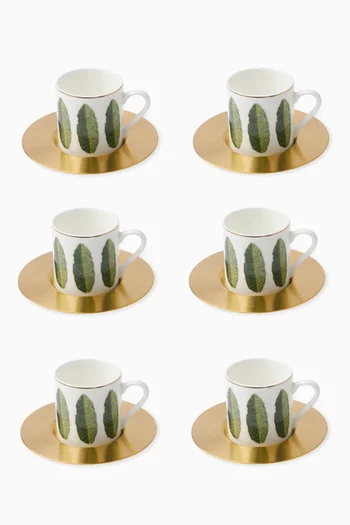 The Palm Espresso Cups & Saucers, Set of 6