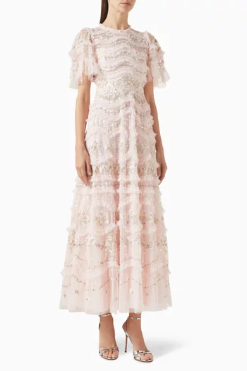 Marina Ruffle Ankle Gown in Tulle