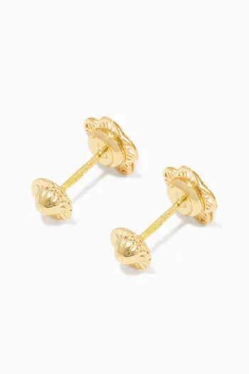 Flower Pearl Stud Earrings in 18kt Gold