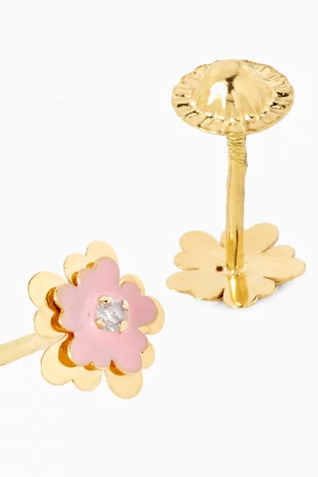 Floral Diamond Stud Earrings in 18kt Gold