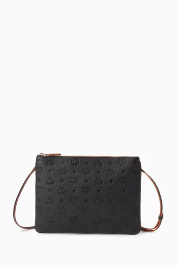 Aren Flat Crossbody Bag in Visetos Leather