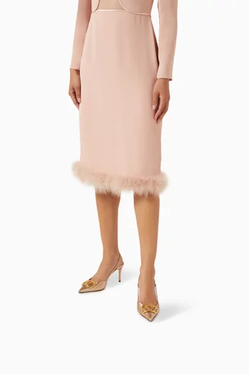 حذاء كلاسيك بسير خلفي وشعار V وكعب 80 مم جلد نابا