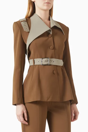 جاكيت بحزام تويل