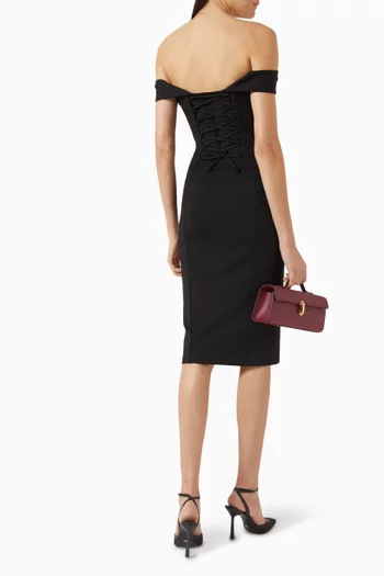 Corset Off-shoulder Dress in Rayon Blend