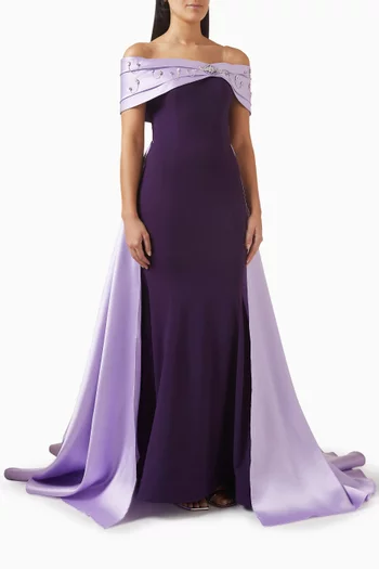 Off-shoulder Embellished Maxi Dress