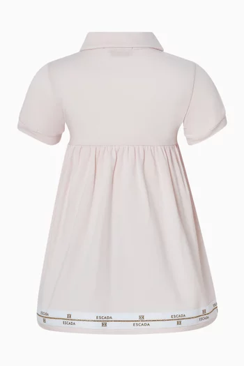 فستان بنمط قميص بحافة بشعار الماركة