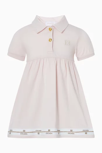 فستان بنمط قميص بحافة بشعار الماركة