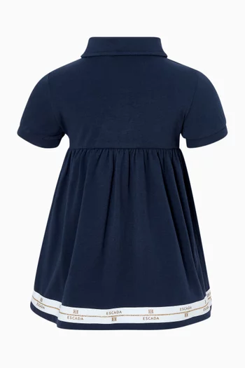 فستان بنمط قميص بحافة بشعار الماركة