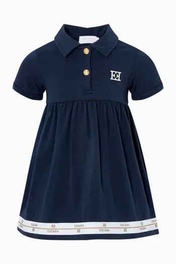 فستان بنمط قميص بحافة بشعار الماركة