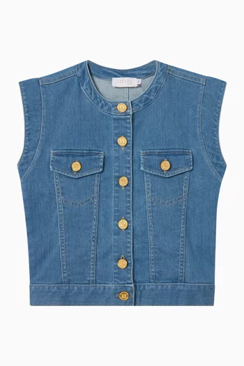 Buttoned Vest Top in Denim