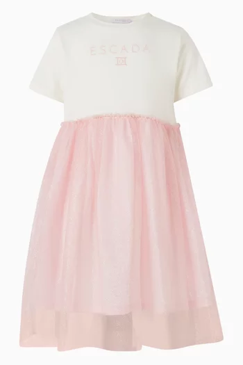 Logo Top & Sheer Skirt Dress