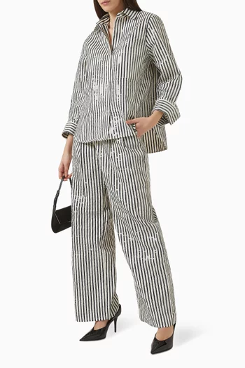 بنطال سولي بنقشة مخططة