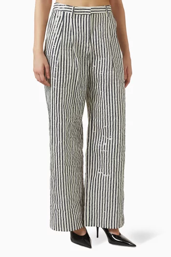 بنطال سولي بنقشة مخططة