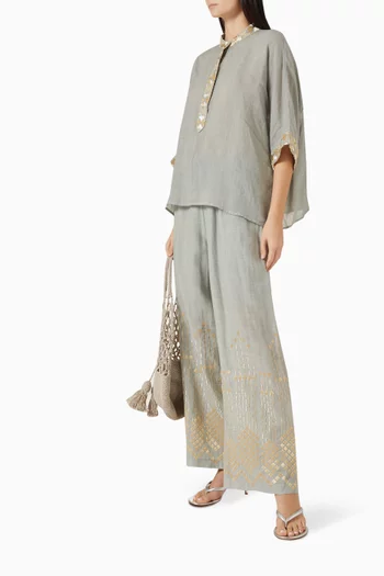 Embroidered Collared Top