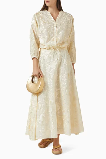 Embroidered Button-up Top